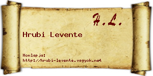 Hrubi Levente névjegykártya